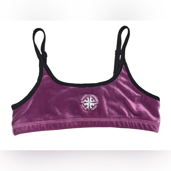 Harley Davidson Purple Velvet Sports Bra/Crop Top XL Bralette Motorcycle Vintage - Picture 1 of 8
